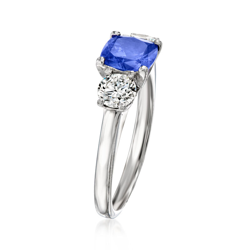 C. 2000 Vintage 1.50 Carat Tanzanite and 1.00 ct. t.w. Diamond Ring in 18kt White Gold. Size 7 image number 2
