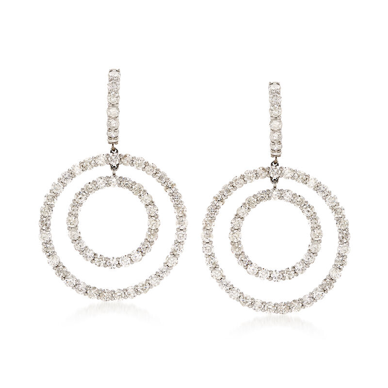 7.10 ct. t.w. Diamond Double Circle Drop Earrings in 18kt White Gold image number 0