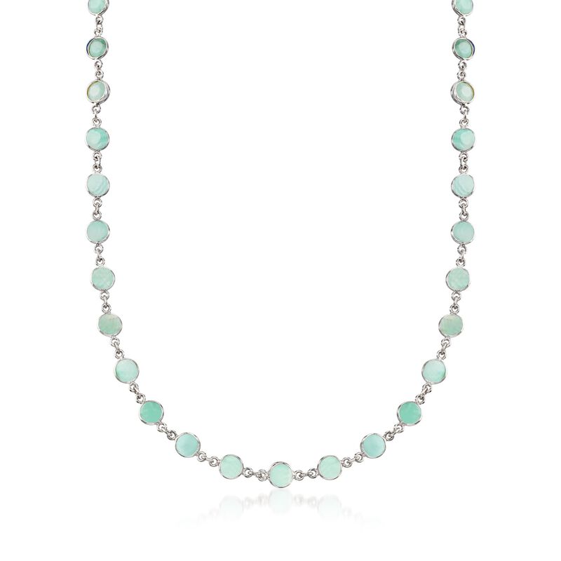 20.00 ct. t.w. Emerald Bead Station Necklace in Sterling Silver  image number 0