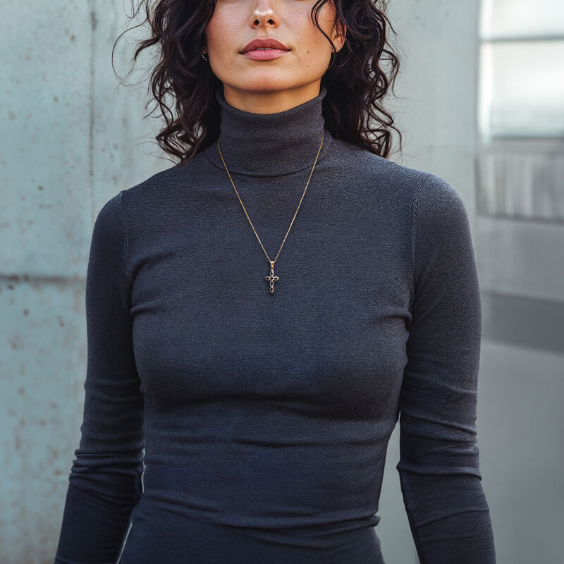 .80 ct. t.w. Sapphire Cross Pendant Necklace in Sterling Silver and 18kt Gold Over Sterling. 20" image number 0