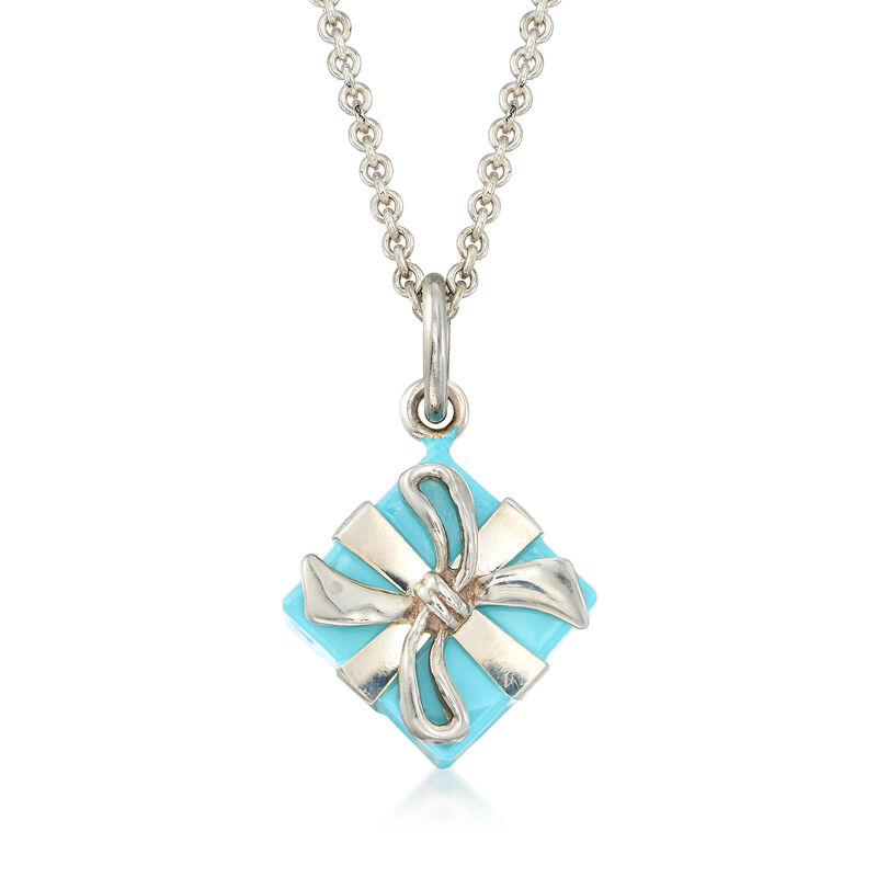 C. 2000 Vintage Tiffany Jewelry Present Charm Necklace in Sterling Silver. 16" image number 1