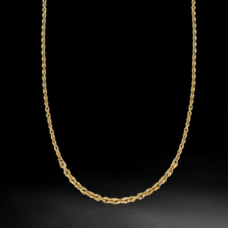 Italian 14kt Yellow Gold Graduated Twisted Link Necklace image number 2
