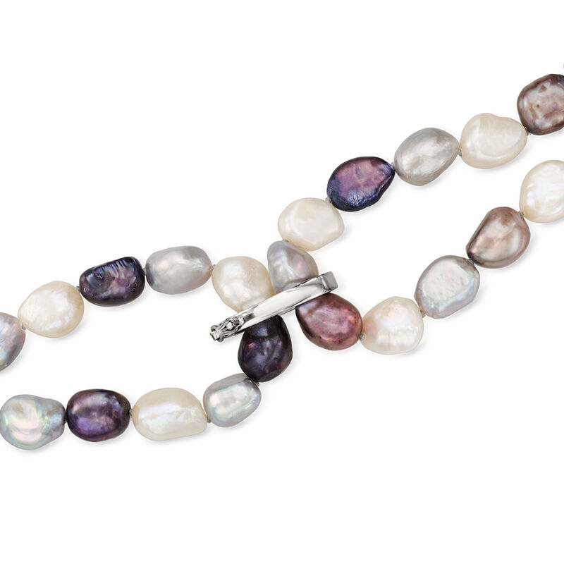 10-11mm Multicolored Cultured Baroque Pearl Long Endless Necklace with Sterling Silver Shortener. 64&quot; image number 4