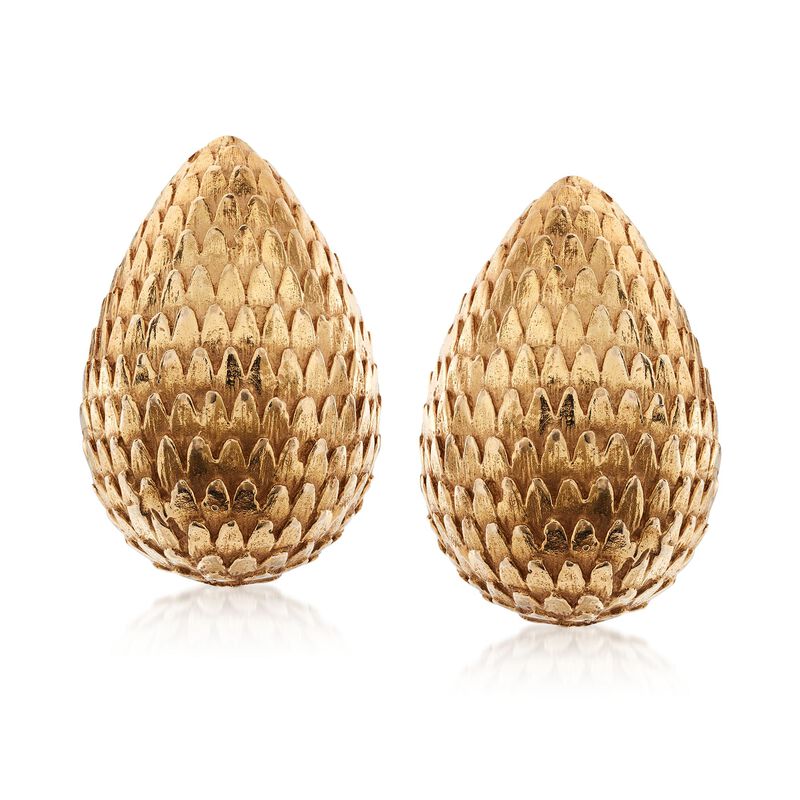 C. 1970 Vintage 14kt Yellow Gold Textured Nugget Clip-On Earrings  image number 0