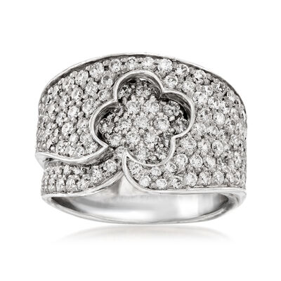 C. 1990 Vintage 2.50 ct. t.w. Diamond Flower Ring in 18kt White Gold
