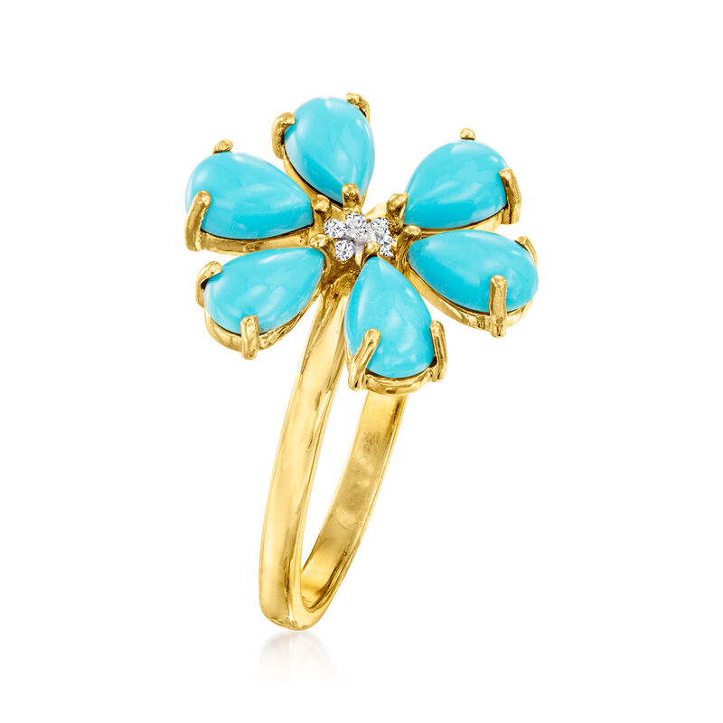 Turquoise Flower Ring in 18kt Gold Over Sterling image number 2