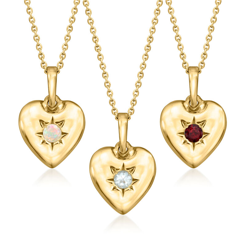 Birthstone Heart Pendant Necklace in 18kt Gold Over Sterling image number 0