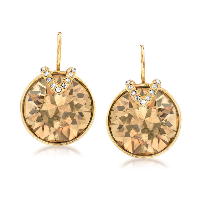 Swarovski Crystal &quot;Bella&quot; Golden Crystal Large V-Shape Drop Earrings in Gold Tone  image number 0
