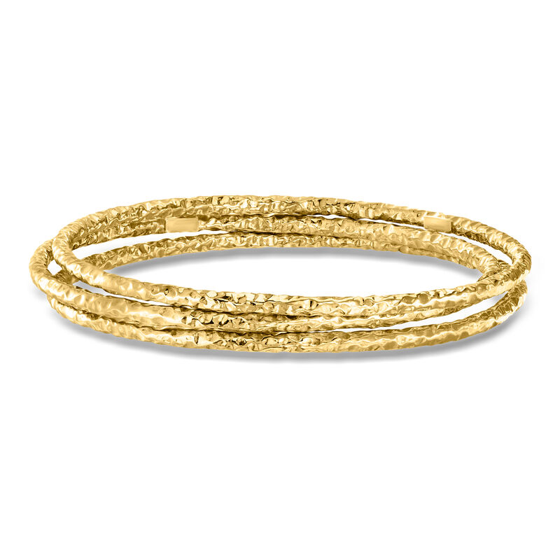 Italian 22kt Gold Over Sterling Jewelry Set: Three Hammered Bangle Bracelets image number 0