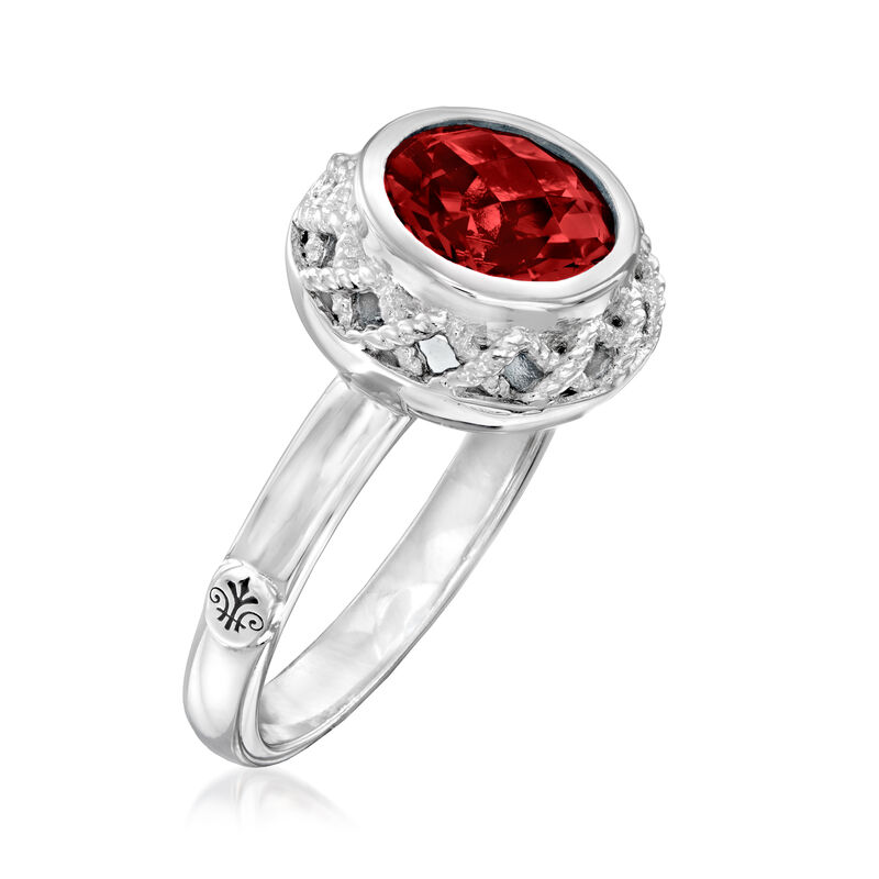 Andrea Candela "Rioja" 2.10 Carat Round Garnet Ring in Sterling Silver image number 2