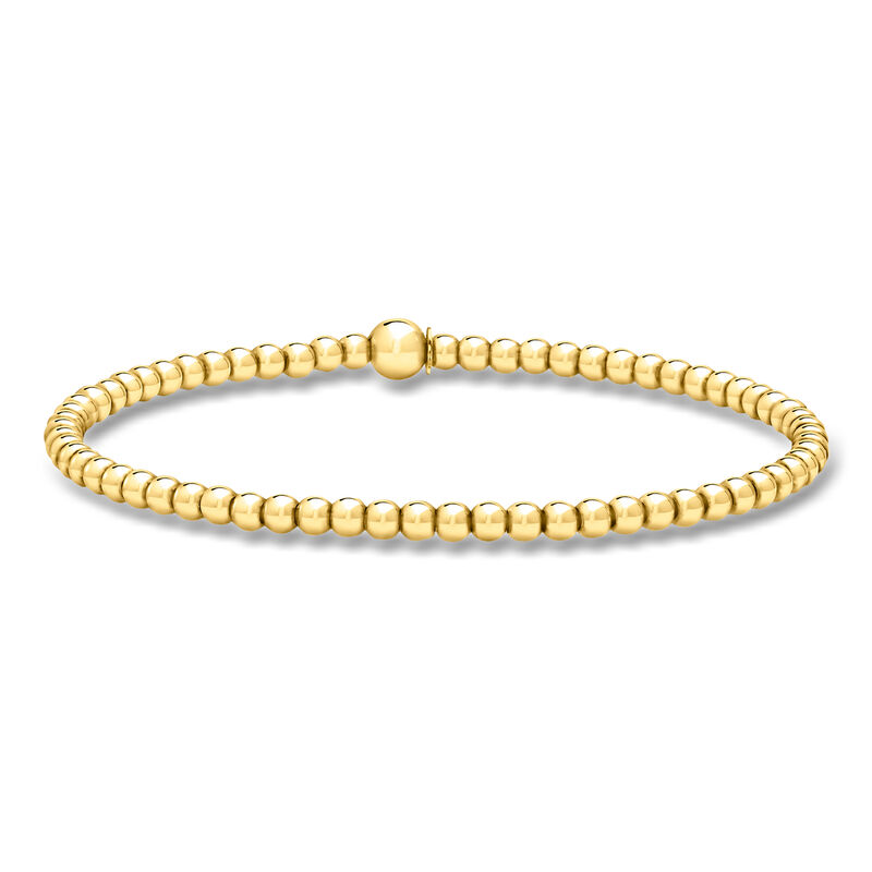 Italian 3mm 18kt Gold Over Sterling Bead Stretch Bracelet image number 0