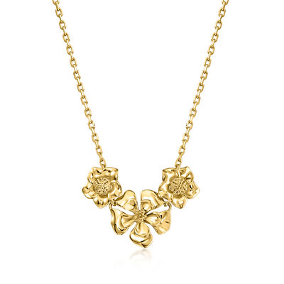 Italian 10kt Yellow Gold Flower Necklace
