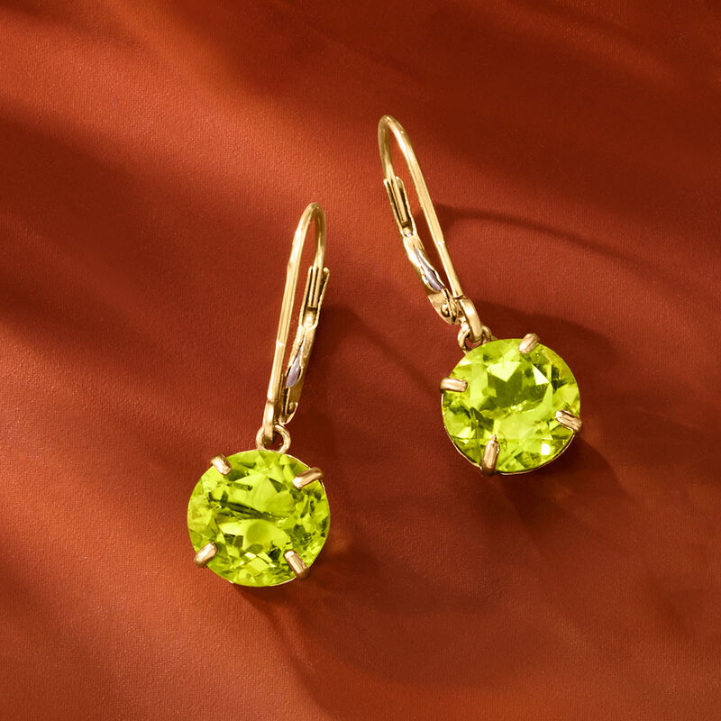 3.90 ct. t.w. Peridot Drop Earrings in 14kt Yellow Gold image number 3