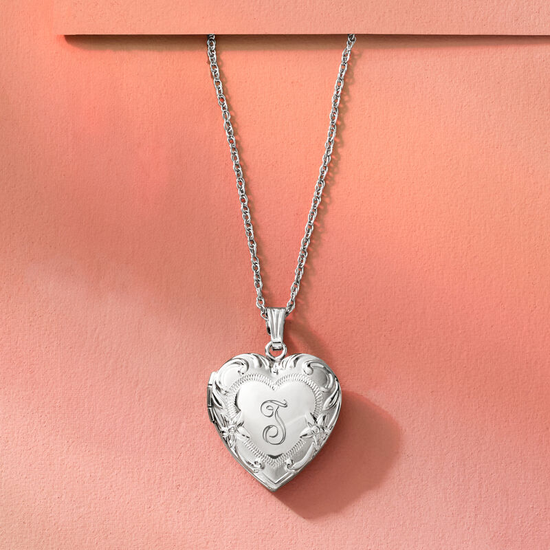 Plain - Sterling Silver Heart Locket Necklace. 18" image number 5