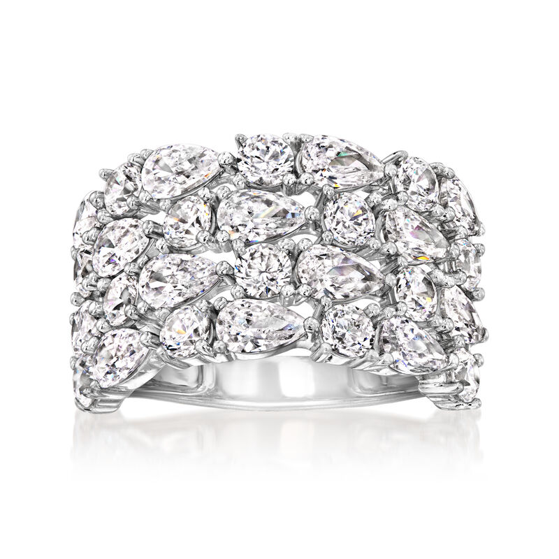 4.90 ct. t.w. CZ Multi-Row Ring in Sterling Silver image number 0