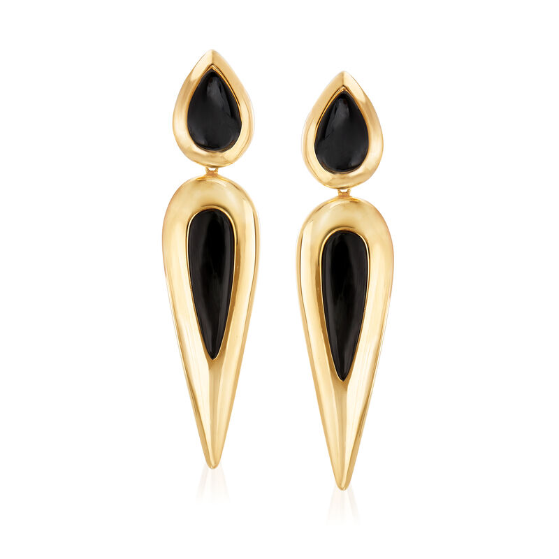 Black Onyx Drop Earrings in 18kt Yellow Gold image number 0