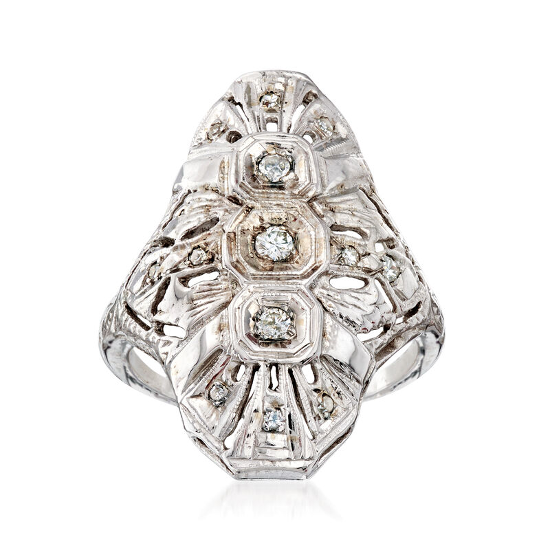 C. 1960 Vintage .47 ct. t.w. Diamond Dinner Ring in 14kt White Gold image number 0
