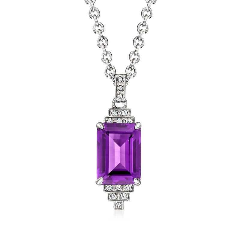 Andrea Candela &quot;Gatsby&quot; 6.70 Carat Amethyst Necklace with .12 ct. t.w. Diamonds in Sterling Silver image number 0