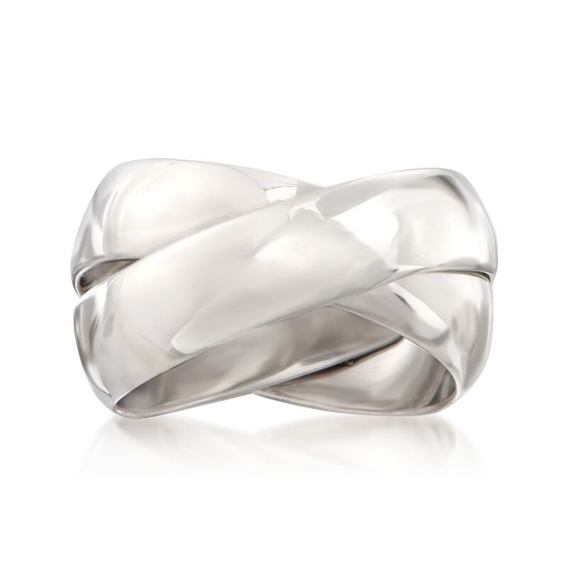 Italian Sterling Silver Two-Band Rolling Ring. Size 5 image number 0