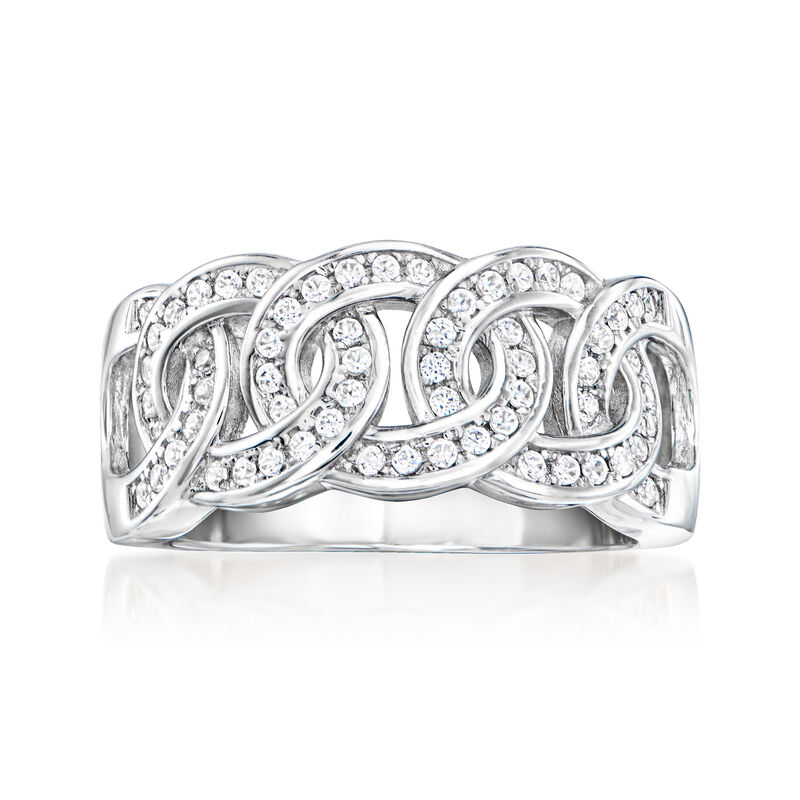.60 ct. t.w. White Zircon Interlocking-Circles Ring in Sterling Silver image number 0