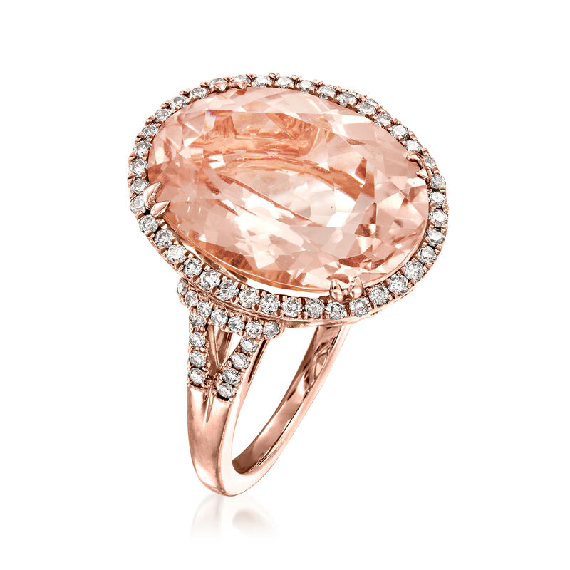 9.25 Carat Morganite Ring with .39 ct. t.w. Diamonds in 14kt Rose Gold. Size 9 image number 1