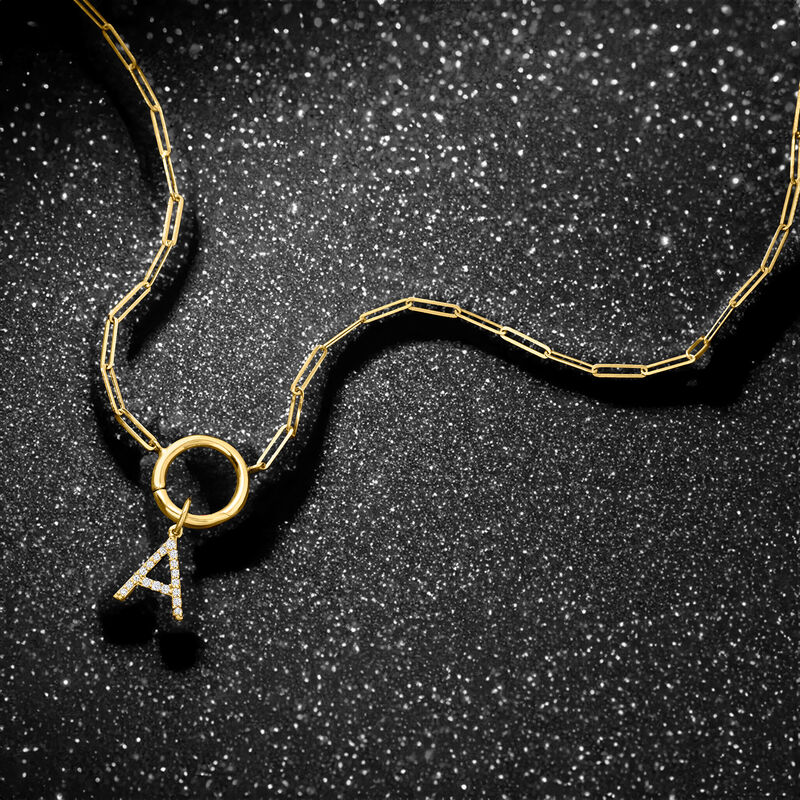 S - Diamond Initial Charm in 14kt Yellow Gold image number 3
