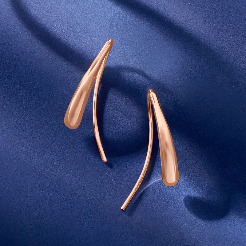 14kt Rose Gold Elongated Teardrop Earrings image number 3