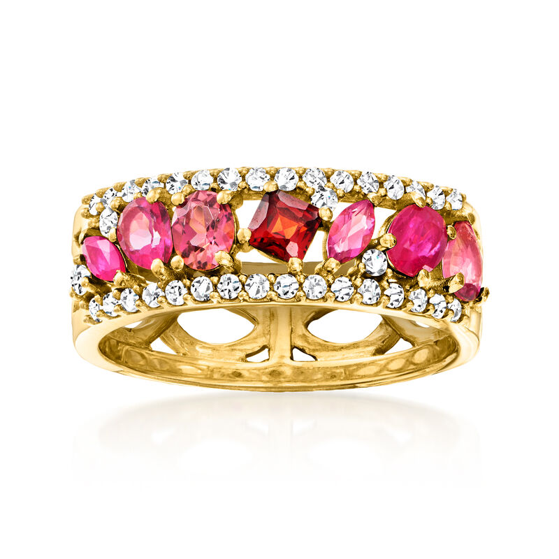1.17 ct. t.w. Multi-Gemstone Ring in 18kt Gold Over Sterling image number 0