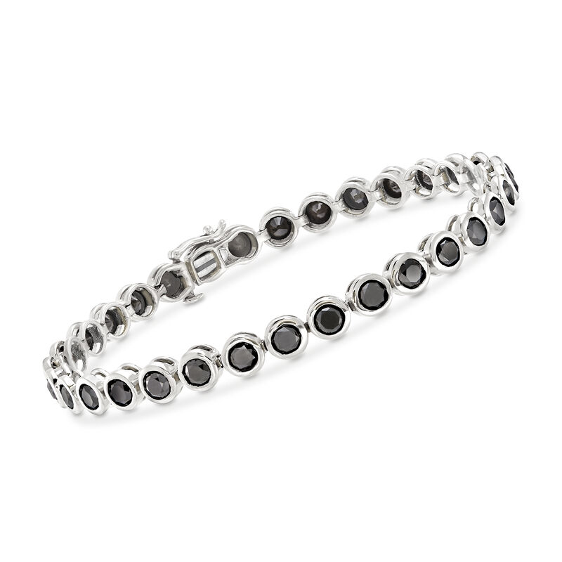 8.00 ct. t.w. Bezel-Set Black Diamond Tennis Bracelet in 14kt White Gold image number 0