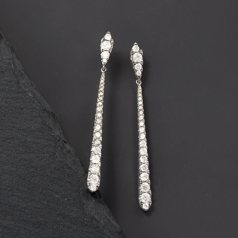 1.50 ct. t.w. Diamond Linear Earrings in Sterling Silver image number 3