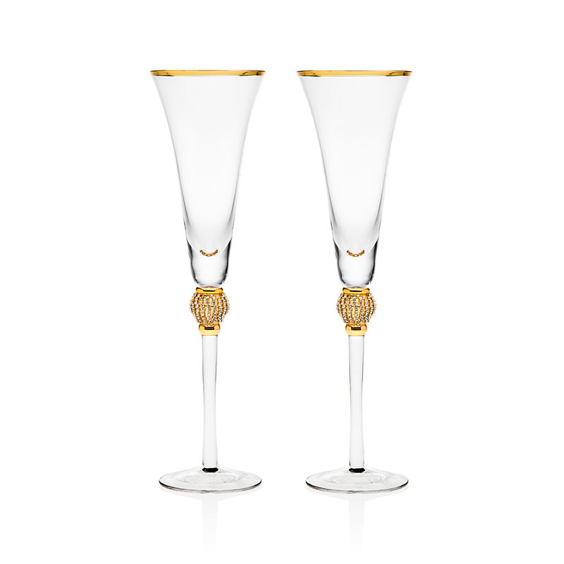Godinger Set of 2 Goldtone Pave Champagne Flutes  image number 0
