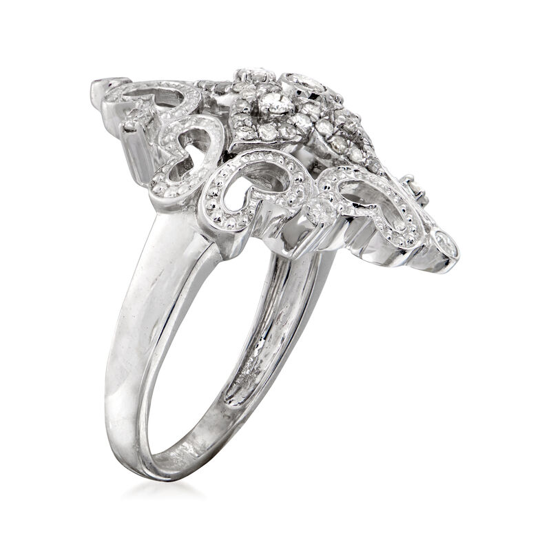 .50 ct. t.w. Diamond Openwork Floral Ring in Sterling Silver image number 2