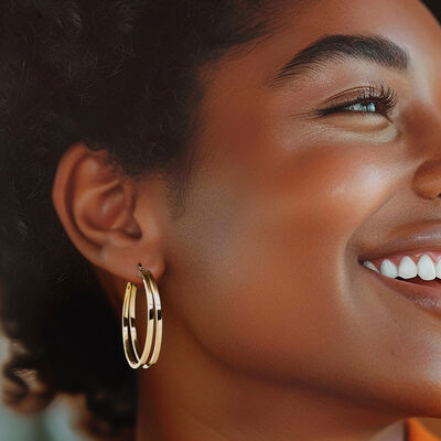 Italian 14kt Yellow Gold Double-Hoop Earrings