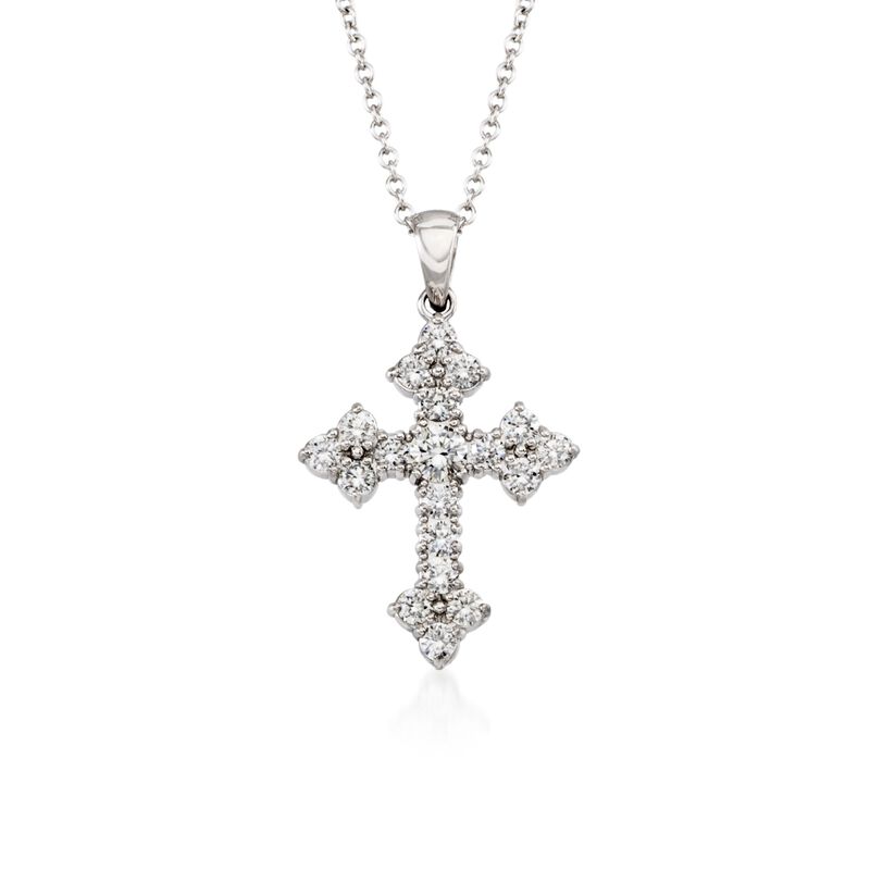 Simon G. .45 ct. t.w. Diamond Cross Pendant Necklace in 18kt White Gold image number 0
