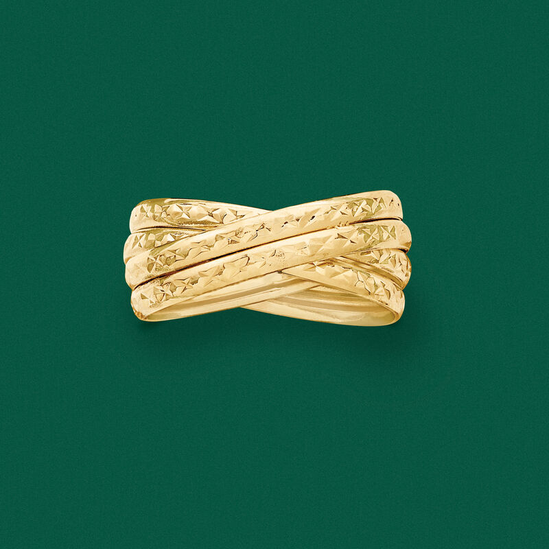 18kt Yellow Gold Multi-Band Crisscross Ring image number 3