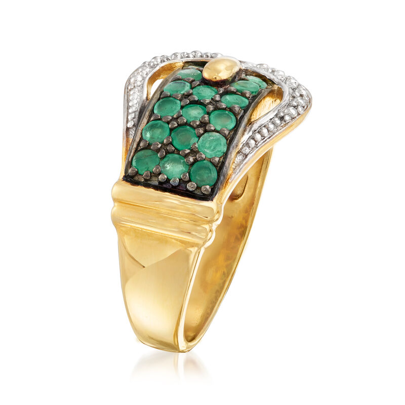 1.00 ct. t.w. Emerald Buckle Ring in 18kt Gold Over Sterling  image number 2