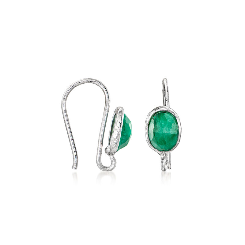 1.00 ct. t.w. Emerald Leaf Drop Earrings in Sterling Silver  image number 2