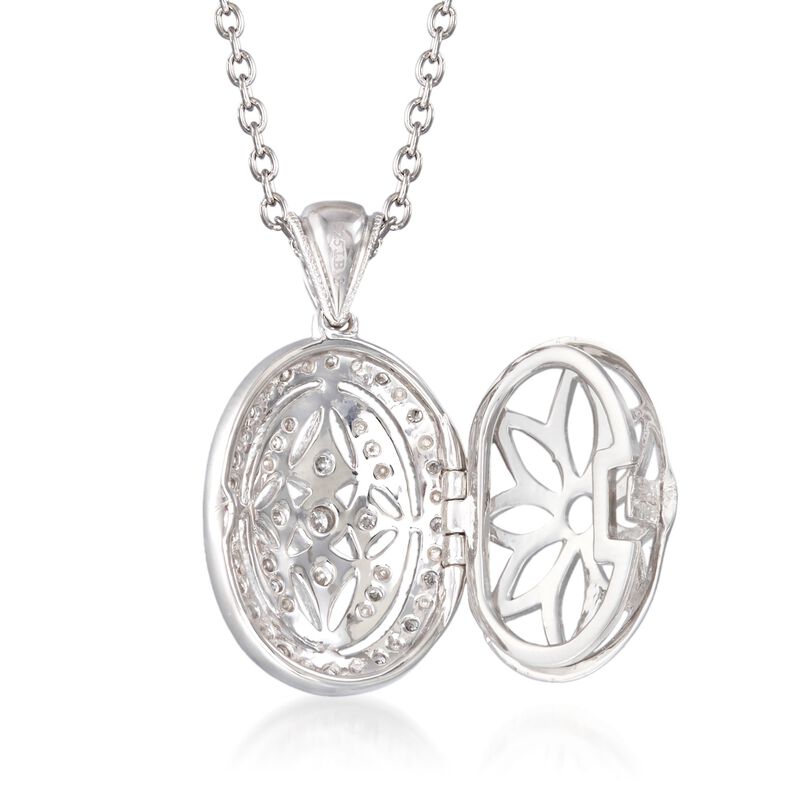 .25 ct. t.w. Diamond Fancy Oval Locket Necklace in Sterling Silver. 18&quot; image number 1