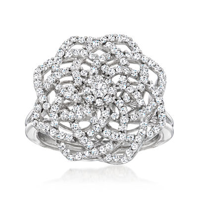 .75 ct. t.w. Diamond Spiral Flower Ring in 14kt White Gold