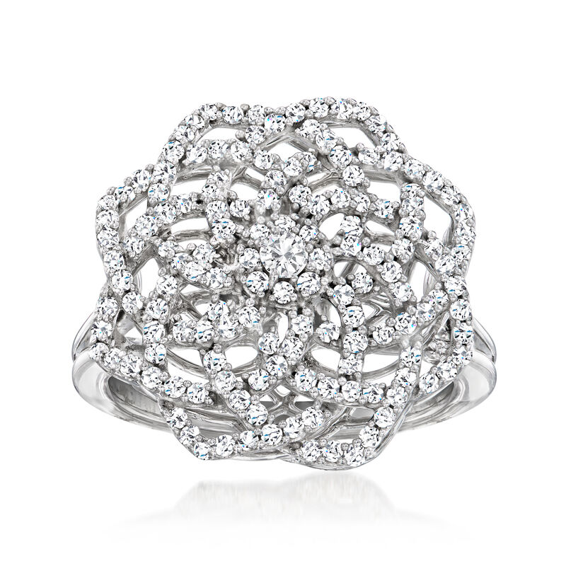 .75 ct. t.w. Diamond Spiral Flower Ring in 14kt White Gold image number 0
