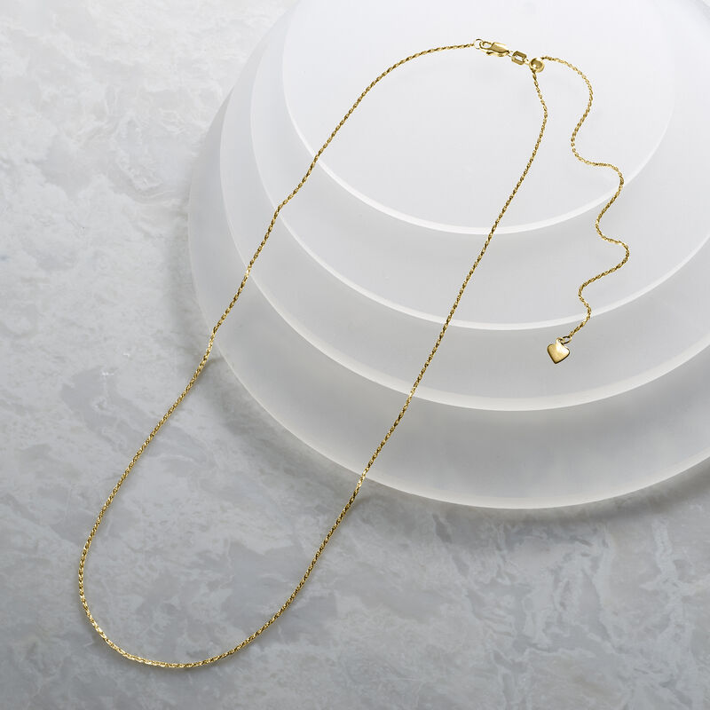 1mm 14kt Yellow Gold Adjustable Rope-Chain Necklace image number 3