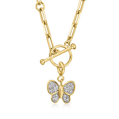 Diamond Butterfly Charm in 18kt Gold Over Sterling