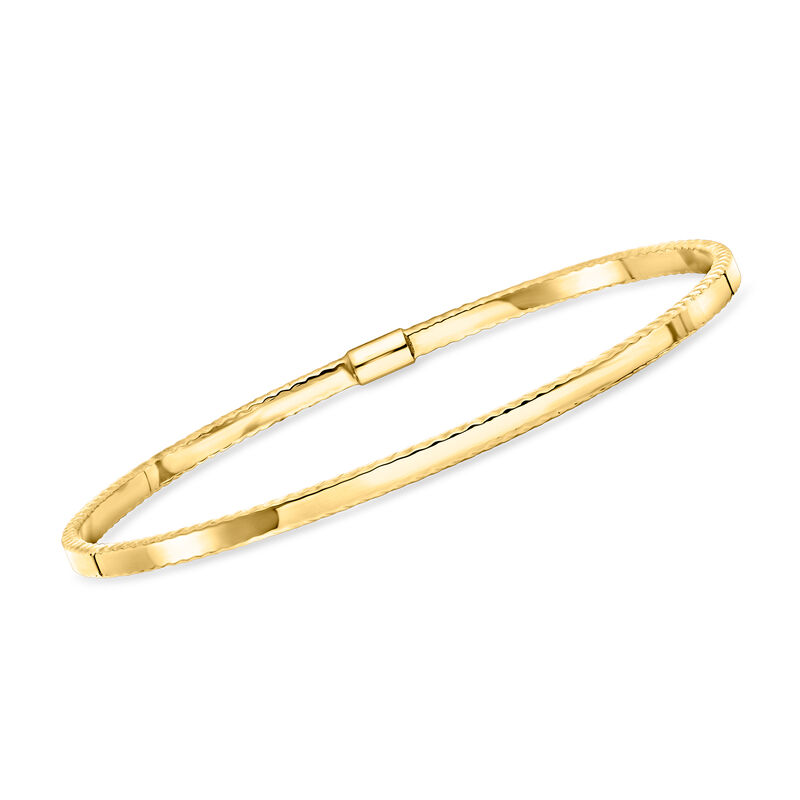 Italian 14kt Yellow Gold Ribbed-Edge Bangle Bracelet image number 0