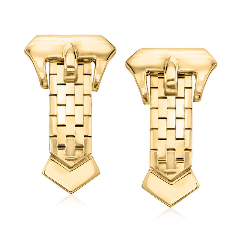 C. 1980 Vintage 14kt Yellow Gold Buckle Drop Earrings image number 0