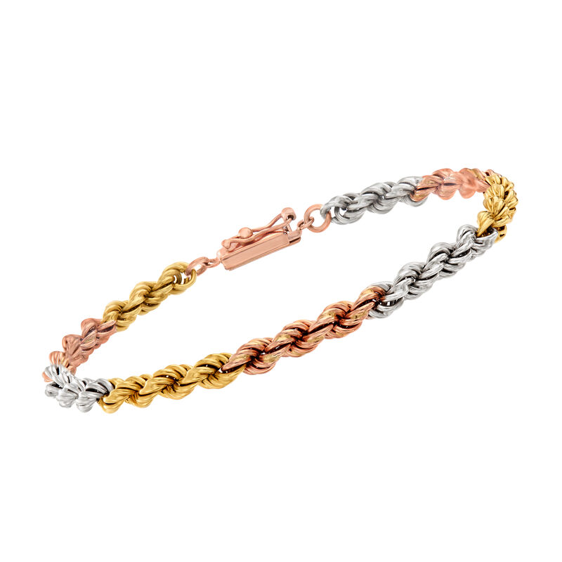 C. 1990 Vintage 14kt Tri-Colored Gold Rope Bracelet image number 0