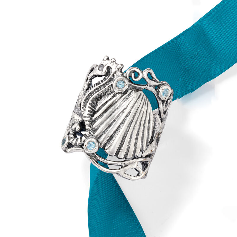 .85 ct. t.w. Blue Topaz Sea Life Ring in Sterling Silver image number 4