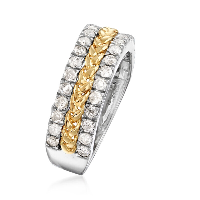 1.00 ct. t.w. Diamond Braided Ring in Sterling Silver and 14kt Yellow Gold   image number 2