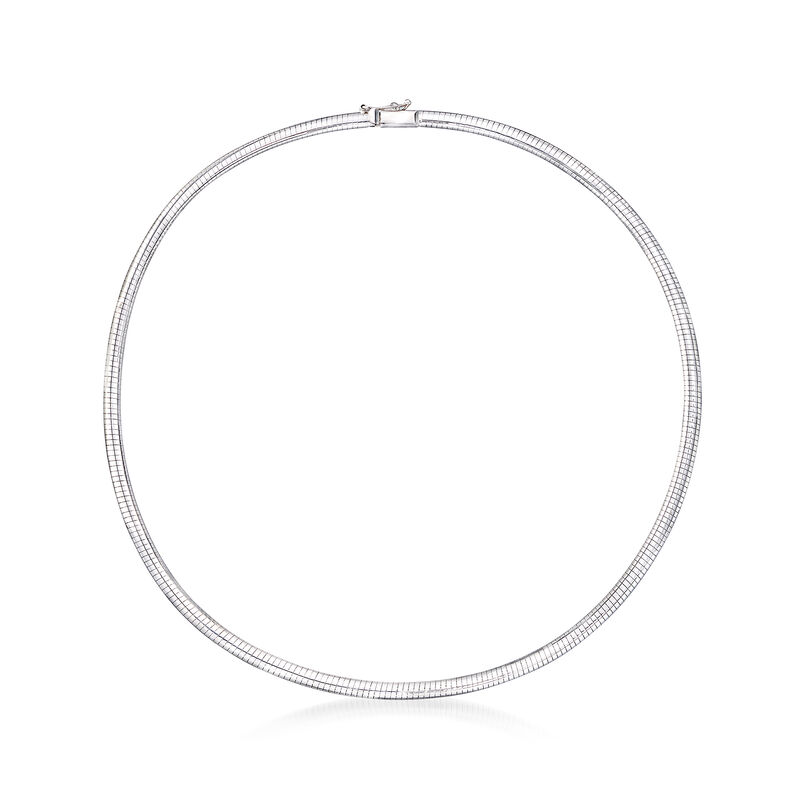 Italian 4mm 14kt White Gold Omega Necklace image number 0