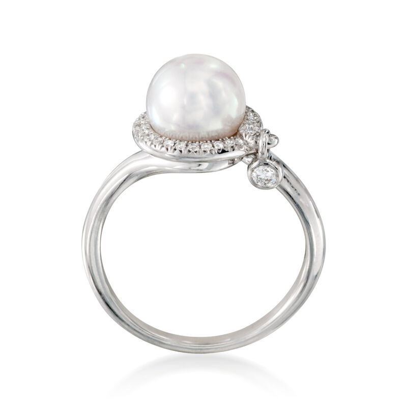 Mikimoto 8mm Akoya Pearl Ring with Diamonds in 18kt White Gold image number 3
