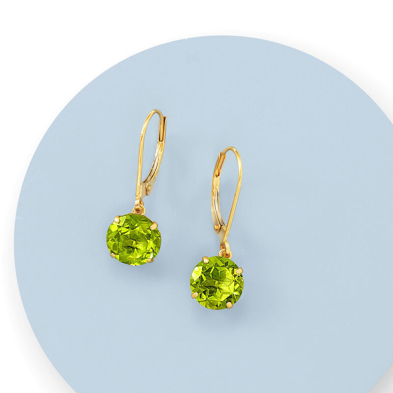 3.90 ct. t.w. Peridot Drop Earrings in 14kt Yellow Gold image number 2